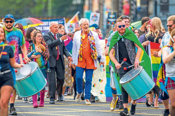 Perthshire Pride 2019 event with parade and appearance by Sir Ian McKellen.