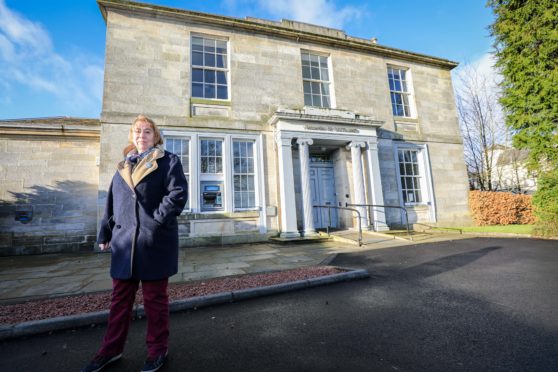 Trudy Duffy-Wigman of Fossoway and District Community Council outside Bank of Scotland on Kinross High Street