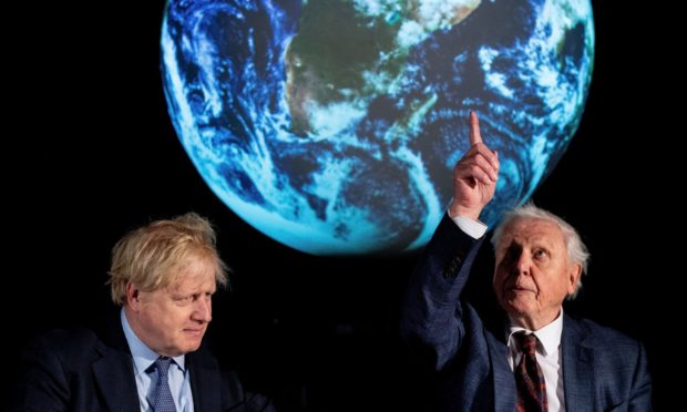 Boris Johnson and Sir David Attenborough in February at the launch of the now postponed COP26 UN Climate Summit