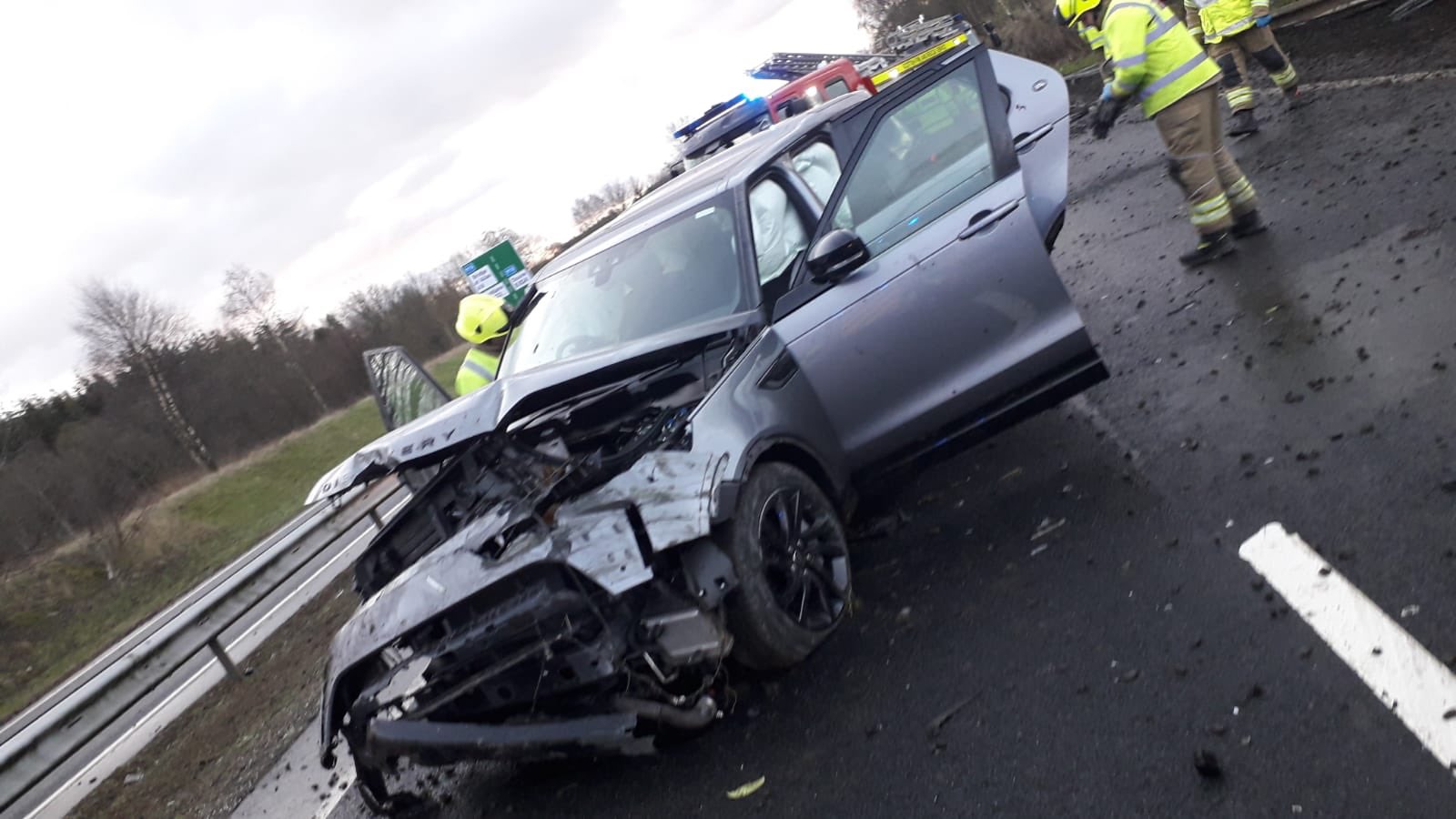 Perth comedian Fred MacAulay's car following a crash on the A9