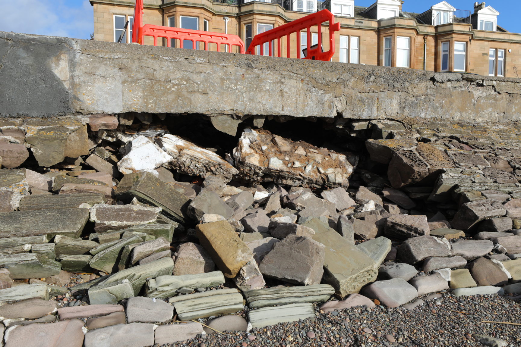 Shock after Broughty Ferry sea wall and road collapse