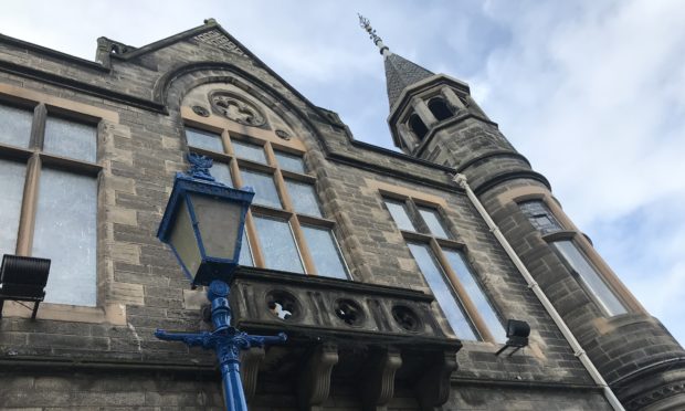 The old council chambers building in Perth, on the corner of Tay Street and High Street