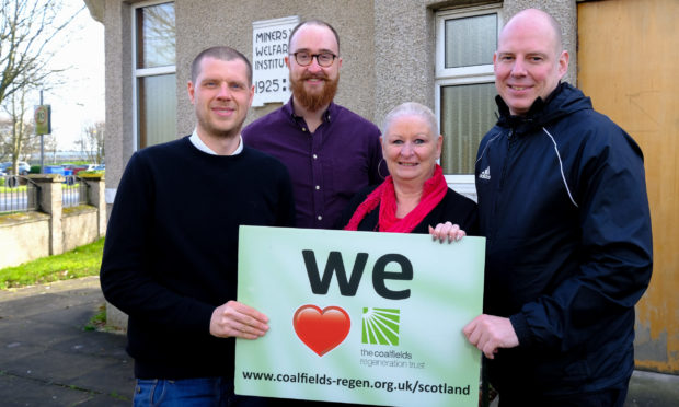 Chris Foote, Jonny Watt from the Outwith Festival, Pauline Douglas from the Coalfields Regeneration Trust, and PC Scott Morgan.