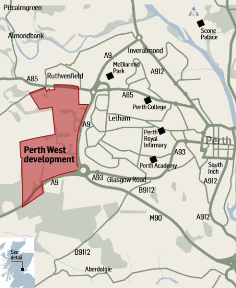map showing the Perth West development site.