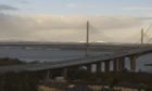 Forth Road Bridge this morning with the Queensferry Crossing in the background.