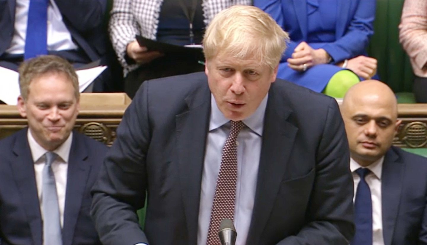 Prime Minister Boris Johnson speaking in the House of Commons in London about HS2.