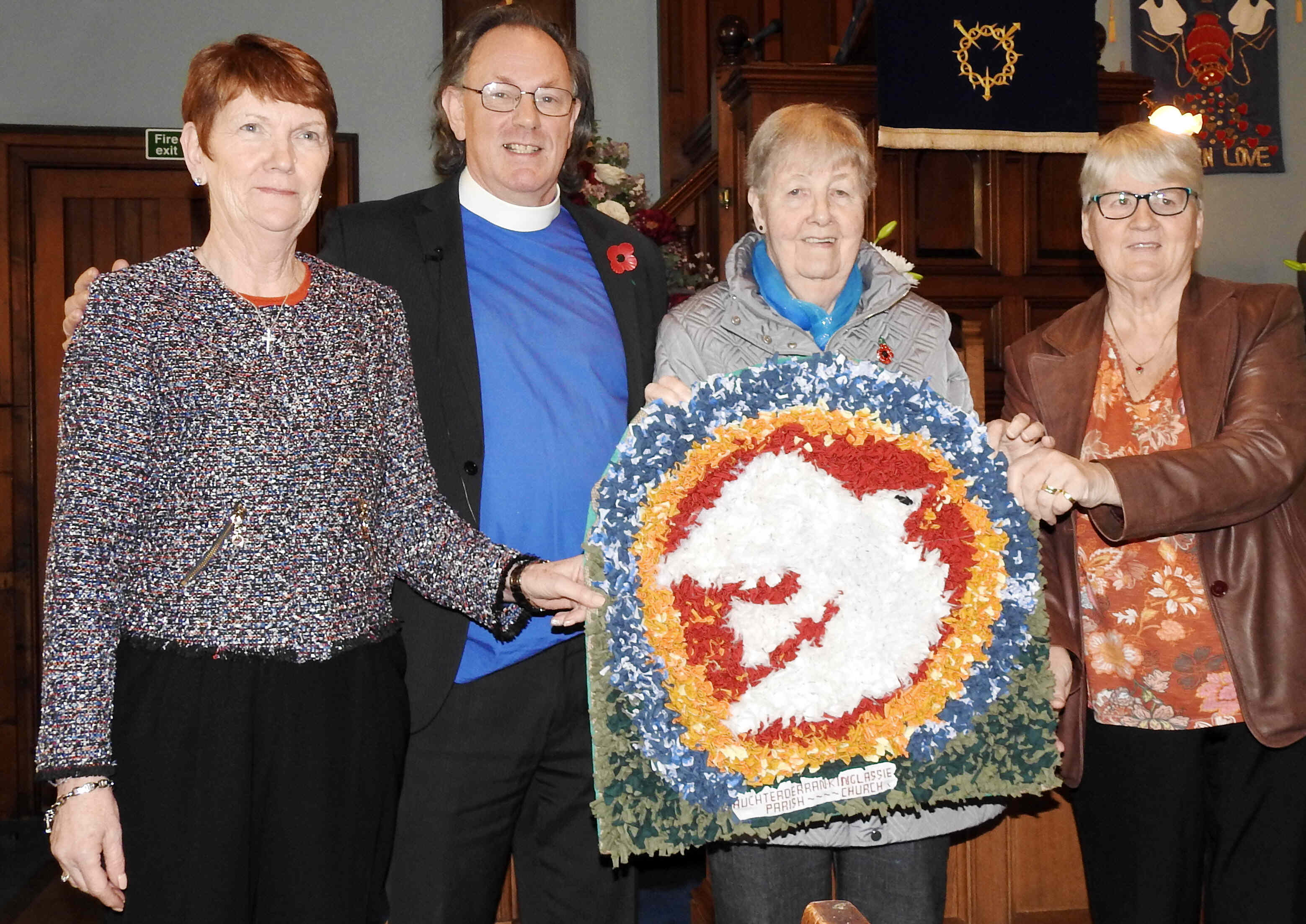 Church elders Muriel McGregor, Martha Arnott and Elizabeth Mitchell, with Rev Donald Lawrie.