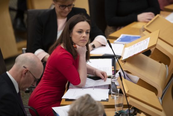Public finance minister Kate Forbes unveils the Scottish Government's spending pledges for the next financial year in the debating chamber at the Scottish Parliament.