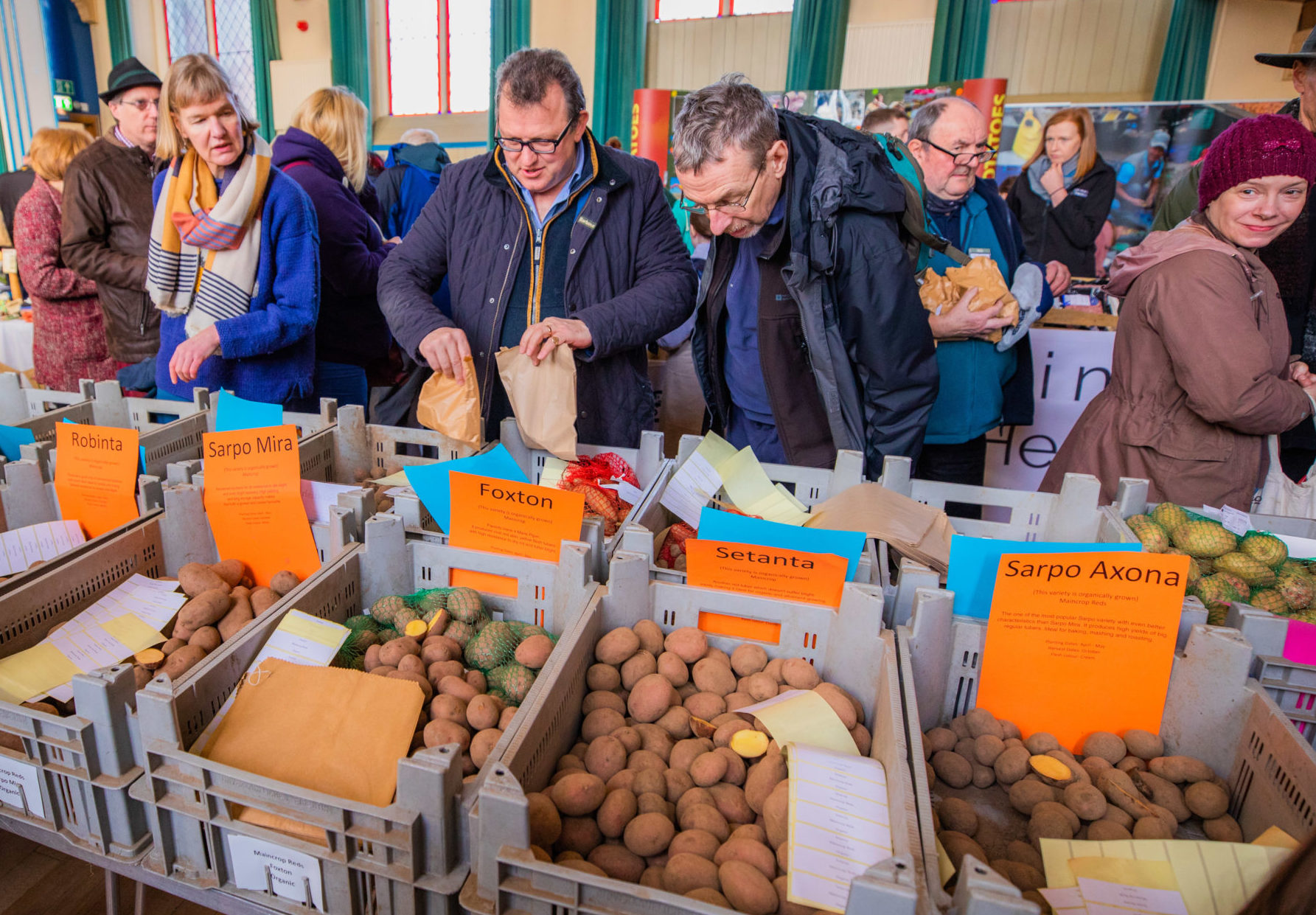 Visitors check out the stalls at Coupar Angus Town Hall during Strathmore Tattie Day