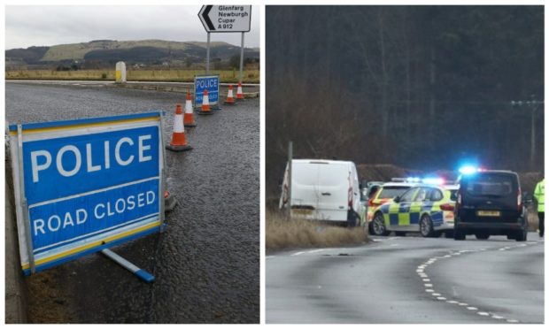 The scene of an accident on the A912 Baiglie Straight, near Aberargie, on Friday February 28 2020.