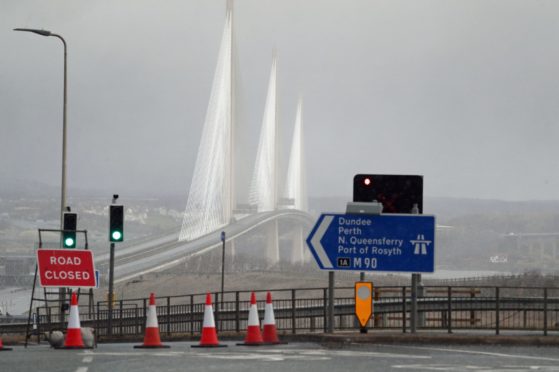 Diversions put in place at the Queensferry Crossing after it was closed due to bad weather on February 11, 2020.