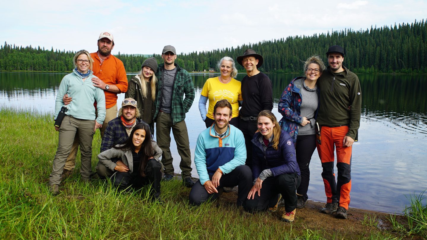 Programme Name: Win the Wilderness: Alaska. Picture Shows: (l-r) Mark & Emily, Chris & Tina, Matt & Rachel, Jane & Pete, Jerome & Laura, Bee.