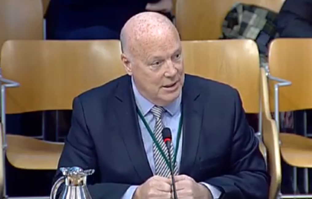 Jim McColl appearing before the rural economy and connectivity committee at Holyrood.