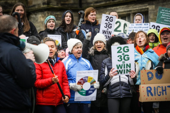 The group protested in South Street, St Andrews.