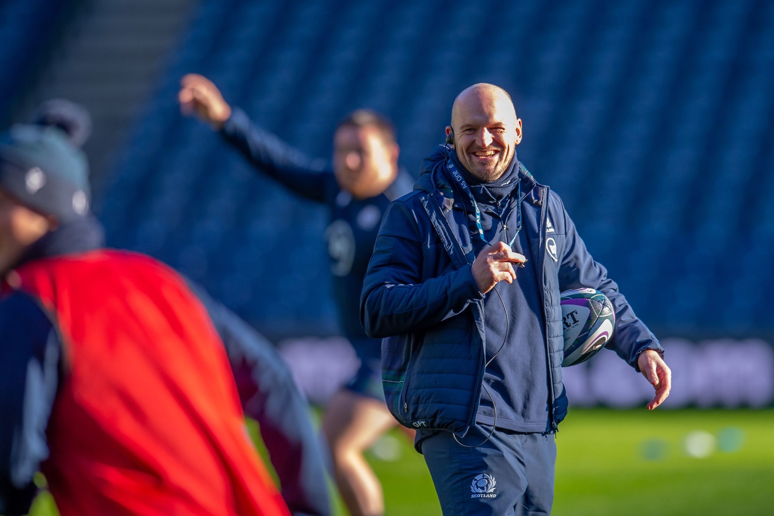 Scotland head coach Gregor Townsend was all smiles at the captain's run ahead of a crucial game for him against England.