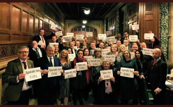 SNP MPs protest over EVEL laws.
