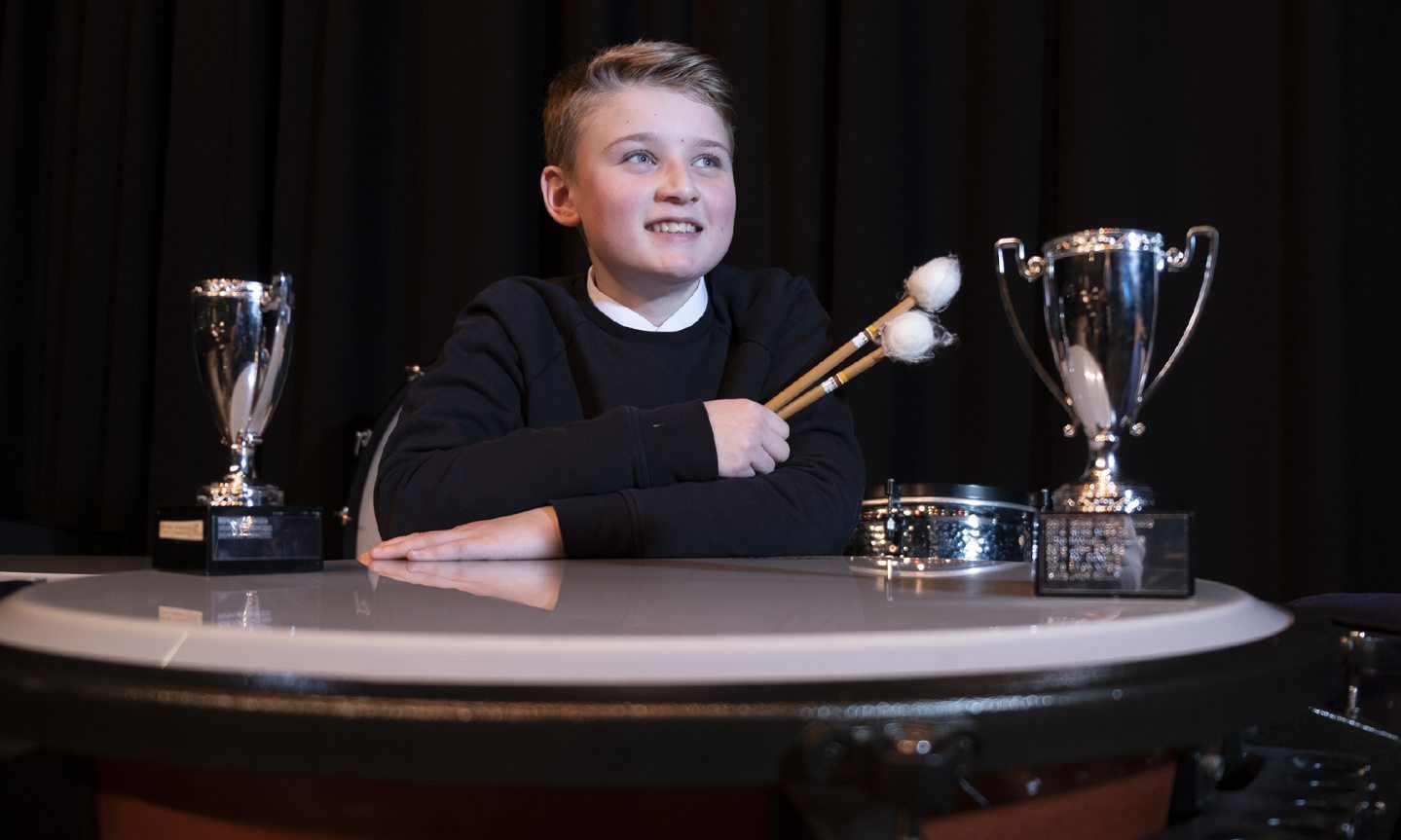 CR0018342
2020 Arbroath Musical Festival at the Webster Theatre, Arbroath.
Finlay Simpson from Monifieth High School who won both the Elementary Timpani and Elimentary Snare Drum sections
....Pic Paul Reid