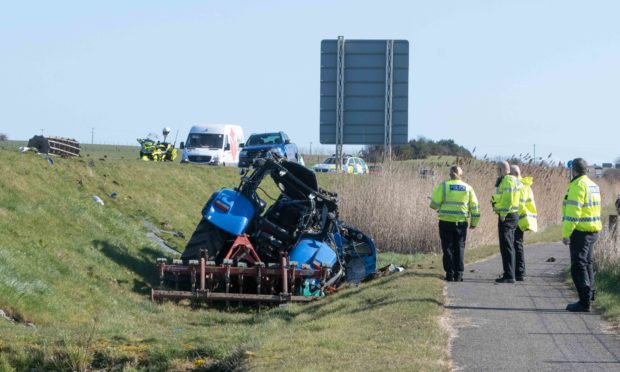 The scene of the crash on the A92 near Carnoustie.
