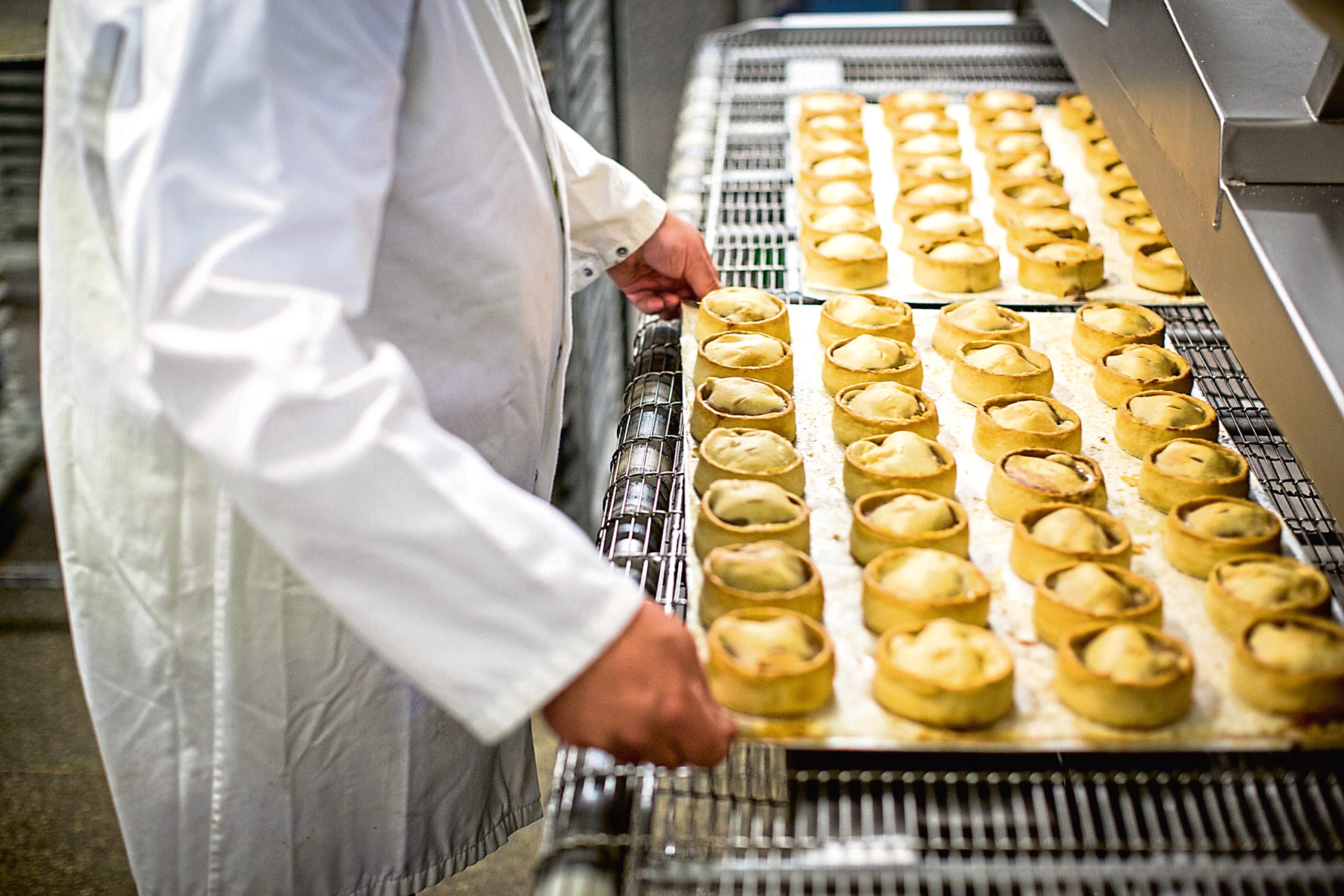 Pies being prepared at Strathmore Foods.