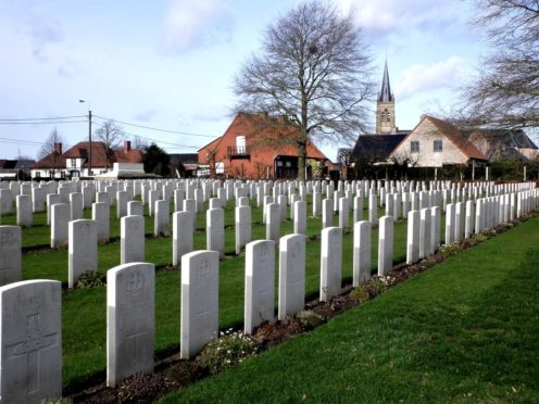 The graveyard in Belgium where Pte Scotland was laid to rest.