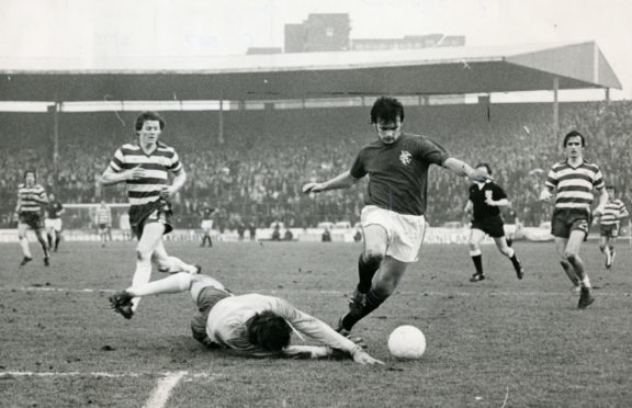 Davie Cooper running riot in a Rangers shirt at the height of his powers.