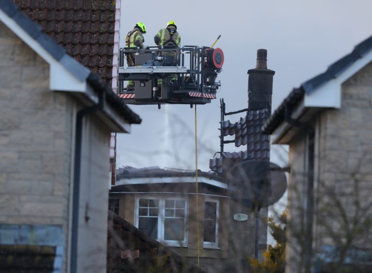 The scene of the fire in Dobson Drive, Carnoustie.