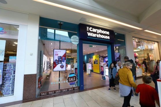 The Carphone Warehouse store in the Overgate Shopping Centre in Dundee.