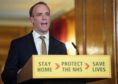 Foreign Secretary Dominic Raab holds a digital Covid-19 press conference