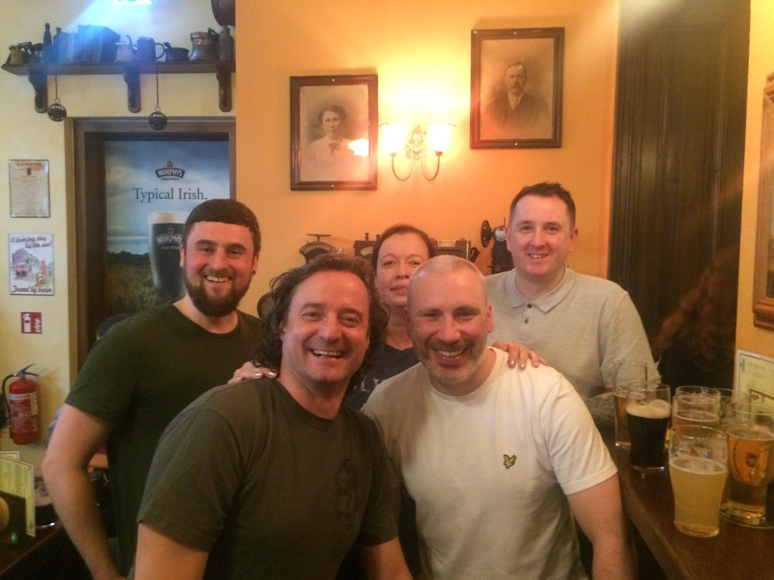 Michael Schroder, front left, with the Dundee stag do travellers, and Michael's wife Andrea at the back.