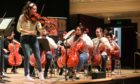 G Jennings pics, Nicola Benedetti playing with her ambassadors at the " Benedetti Foundation" sessions at the Caird Hall Dundee with children from all over scotland, saturday 7th march.
