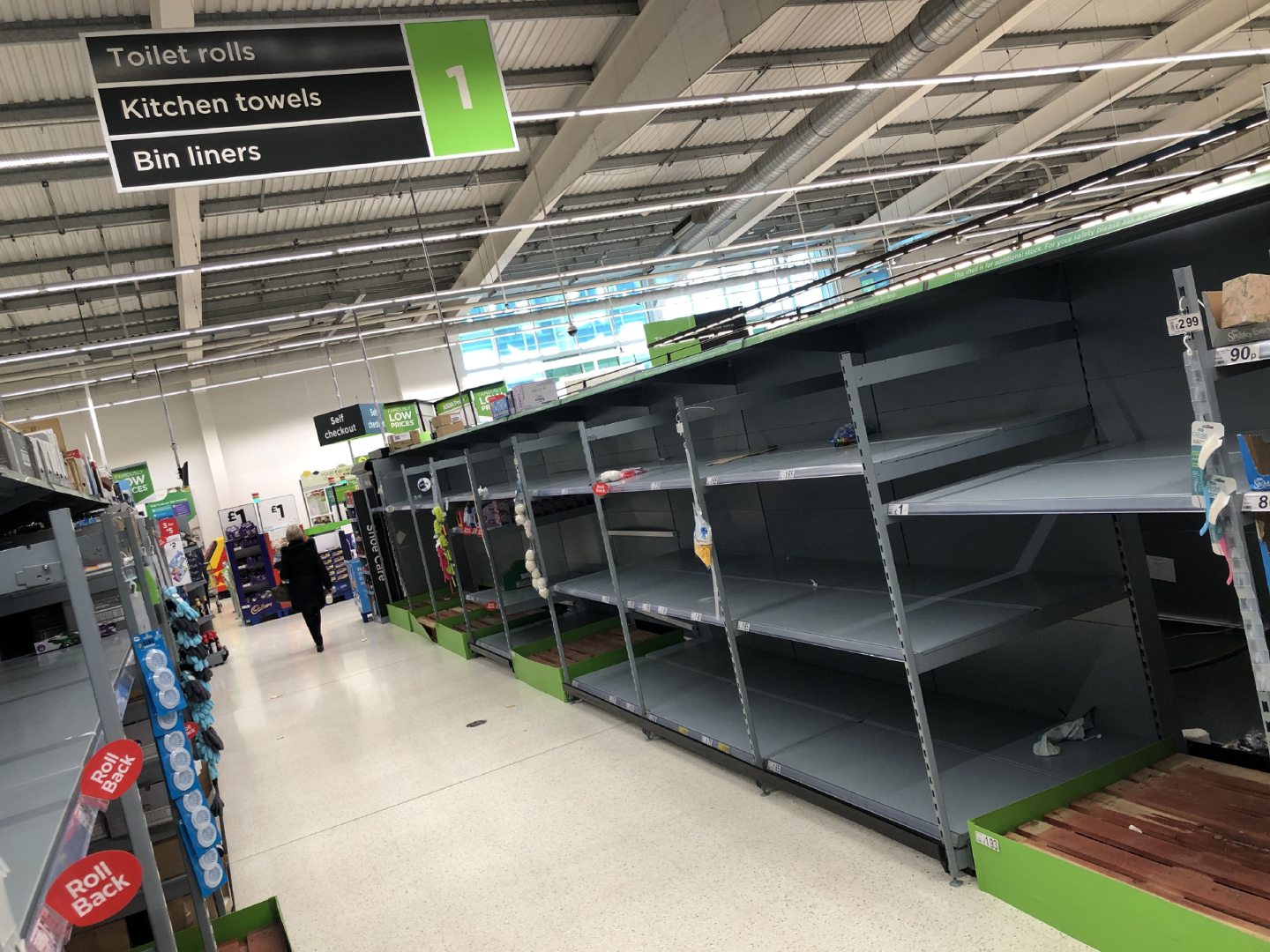 While many supermarkets have restocked, scenes like this have not helped foodbanks.