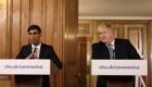 Chancellor Rishi Sunak with Prime Minister Boris Johnson during a media briefing in Downing Street, London, on Coronavirus (COVID-19). Picture date: Tuesday March 17, 2020. See PA story HEALTH Coronavirus. Photo credit should read: Matt Dunham/PA Wire