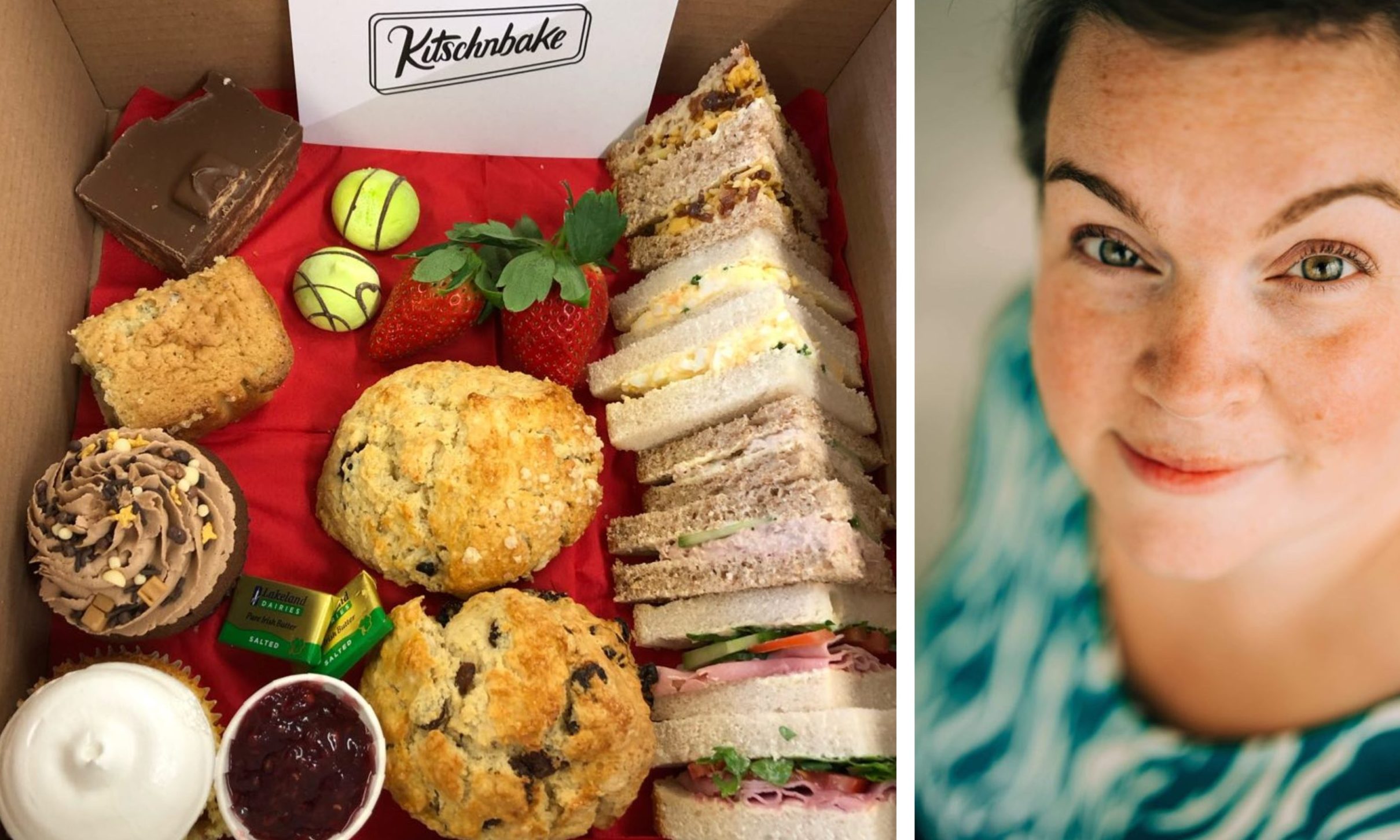 Mary-Jane Duncan, owner of KitscnBake. and an afternoon 'tea in a box' for Mother's Day.