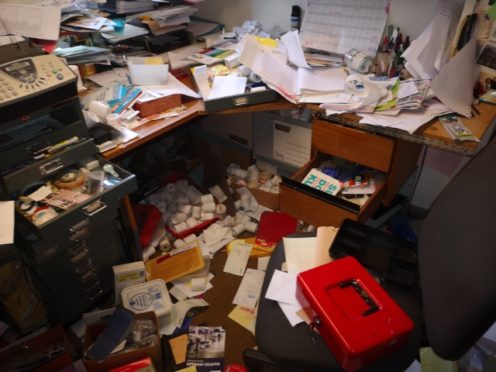 How thieves left an office in the shop.