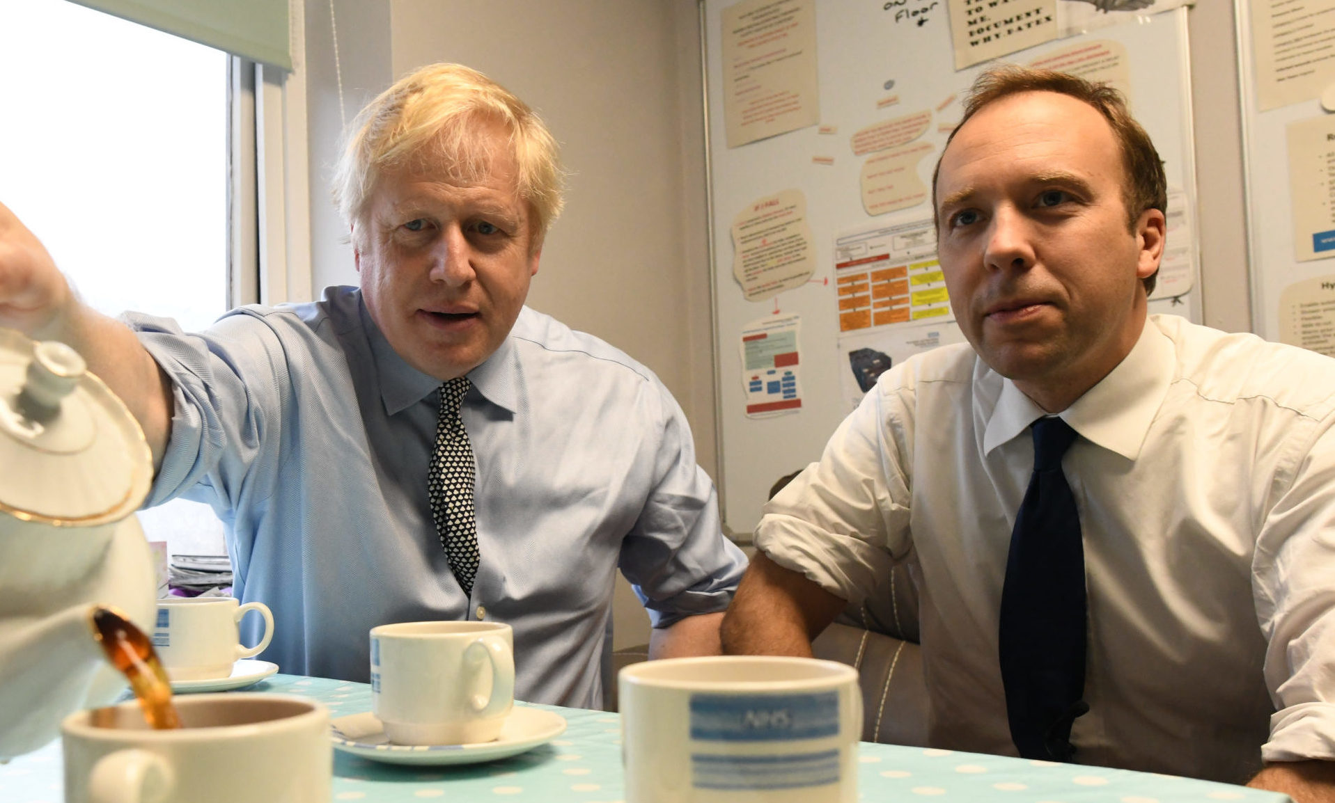 Prime Minister Boris Johnson with Health Secretary Matt Hancock.
