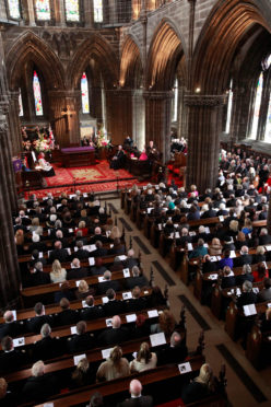 The memorial service at Glasgow Cathedral to commemorate the 50th Anniversary of the Cheapside Street Disaster.