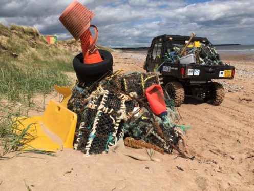 Some of the rubbish removed from the Angus coastline in 2019.