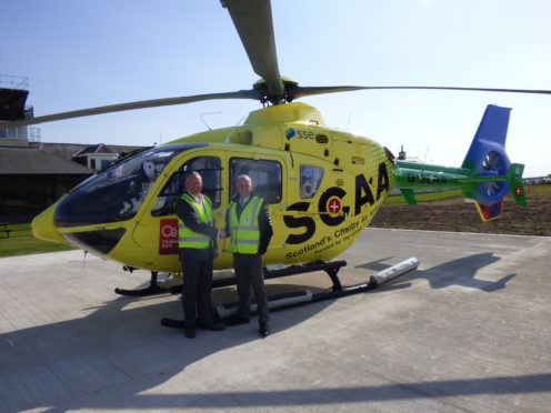 Knockhill Events Director Stuart Gray (right) is welcomed during a visit to SCAA by Chief Executive David Craig.