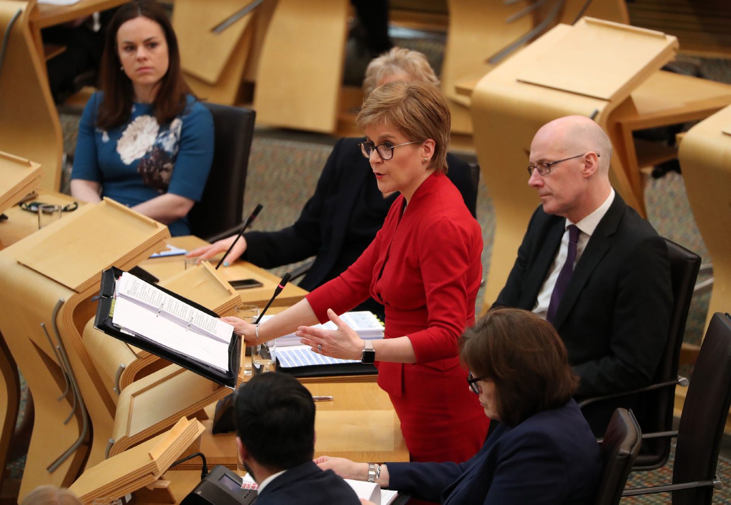 First Minister Nicola Sturgeon in the debating chamber during FMQs.