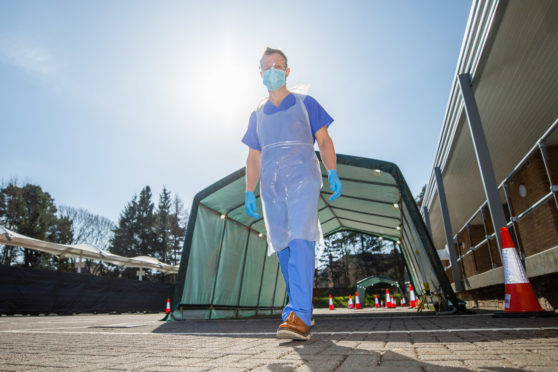 A drive-through coronavirus assessment centre in Dundee.