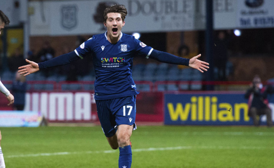 Olly Crankshaw celebrates his late goal