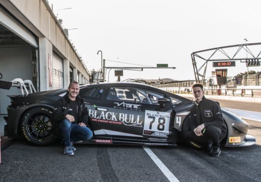 Angus teenager Sandy Mitchell (right) and Rob Collard. 
Pic: Curbstone Track Events 2020.