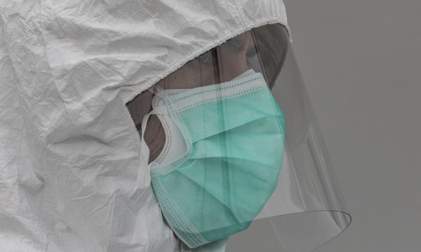 A healthcare worker wears protective gear during the coronavirus outbreak in Madrid, Spain.