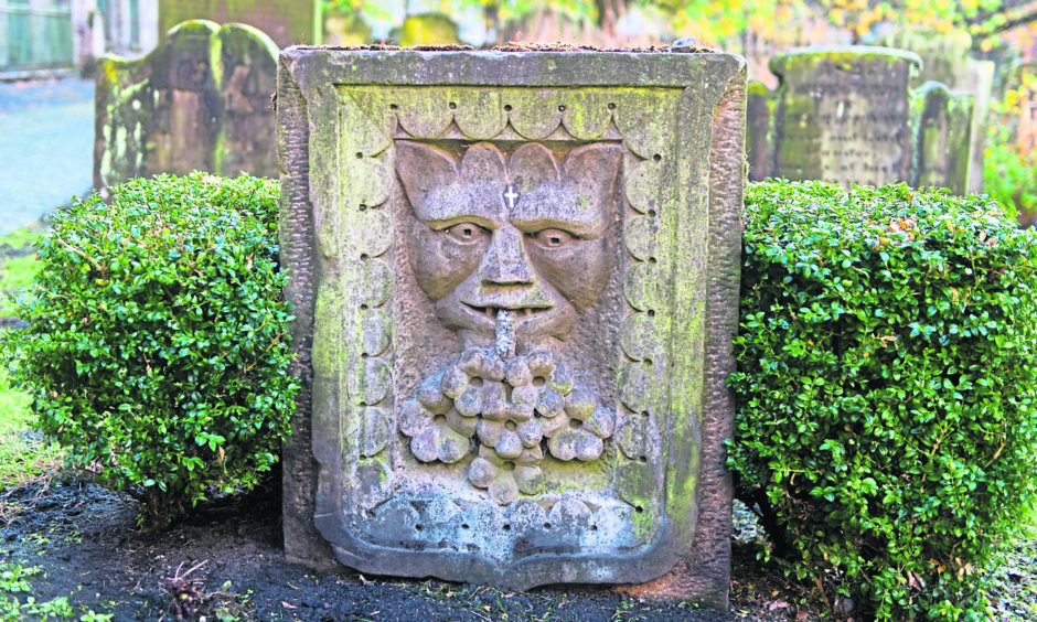 A headstone connected with Grissell Jaffray, The Howff, Dundee.