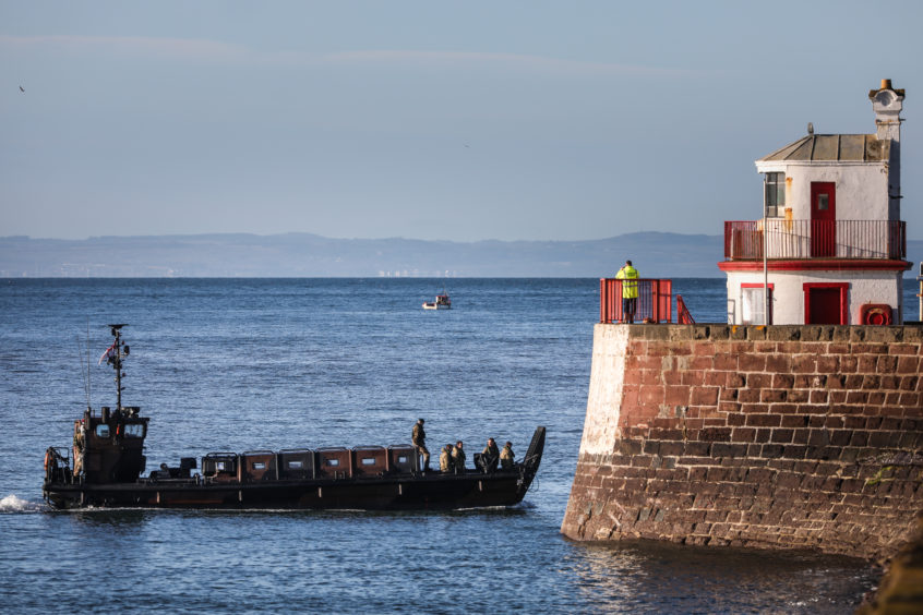 They were ferried in through Arbroath Harbour.