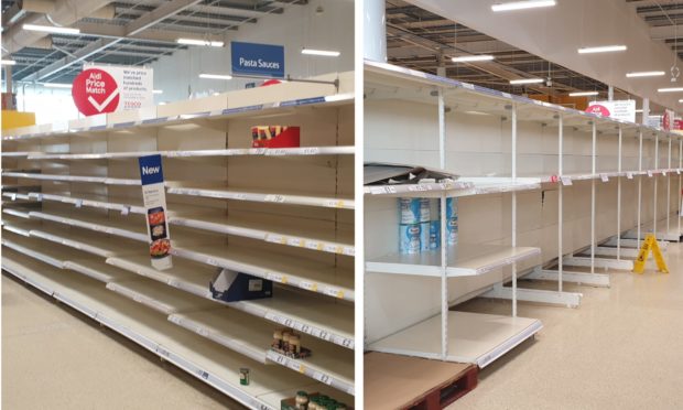 Panic buying has led to bare shelves in many supermarkets.
