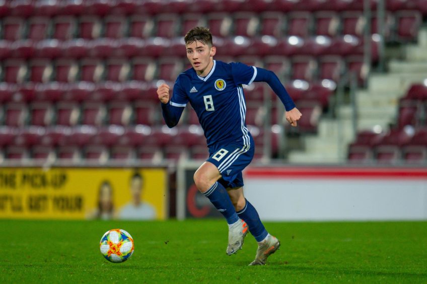 Billy Gilmour in action for Scotland U-21s