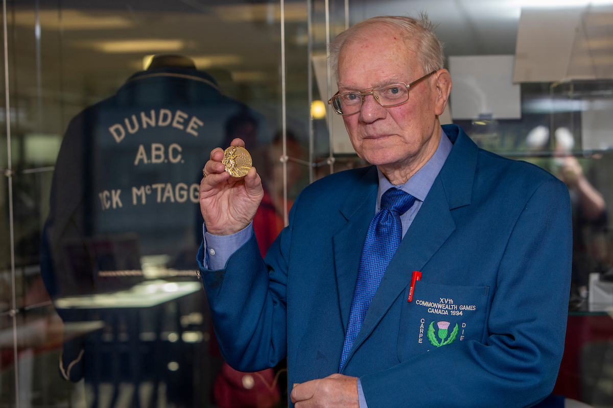 The legendary Dick McTaggart with his gold medal.