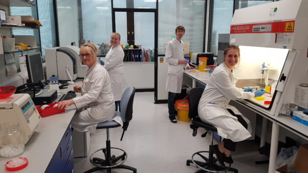 Virology lab team members at Ninewells.