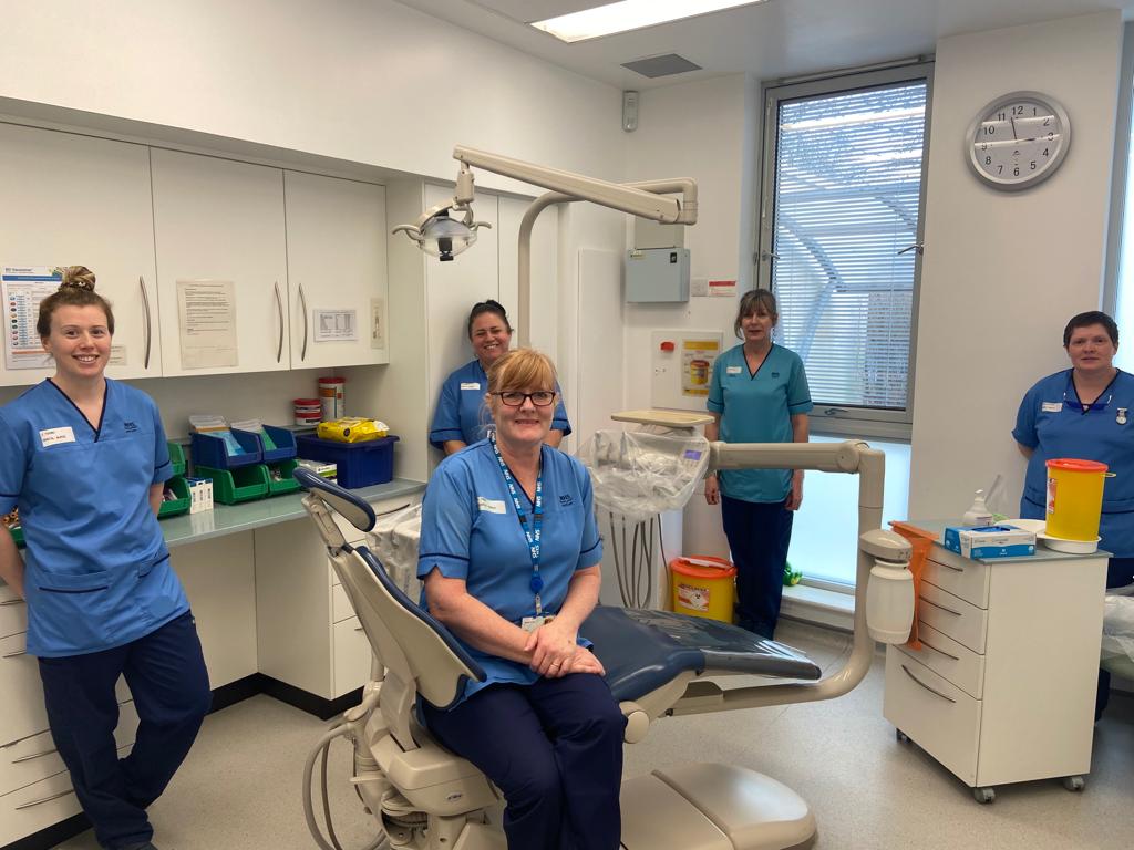 From left: Jessica Young, Mhari-Claire McRae, Hazel Todd, Hazel Duncan and Kirsty Macgregor at Broxden Dental Centre, Perth.